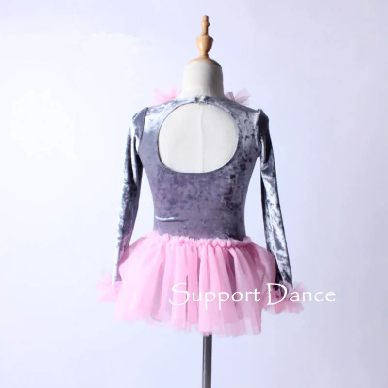 Профессиональное бархатное балетное платье пачка для девочек с оборками и