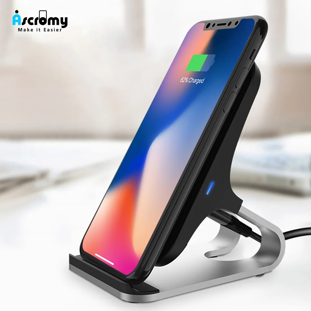 Беспроводное зарядное устройство Ascromy Qi для iPhone X XS Max XR 8 Plus Samsung S10 док станция