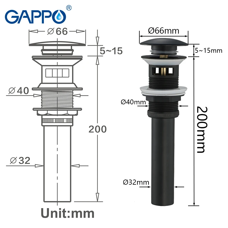 

GAPPO Drains black shower bathroom drain plug floor drains sink stopper brass basin drain cover anti smell sink waste