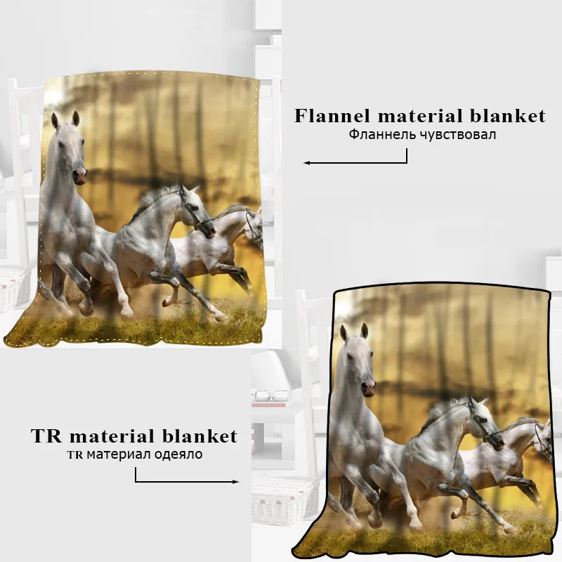 

New Arrival Horse Blankets 3D Printing Soft Blanket Throw On Home/Sofa/Bedding Portable Adult Travel Cover Blanket