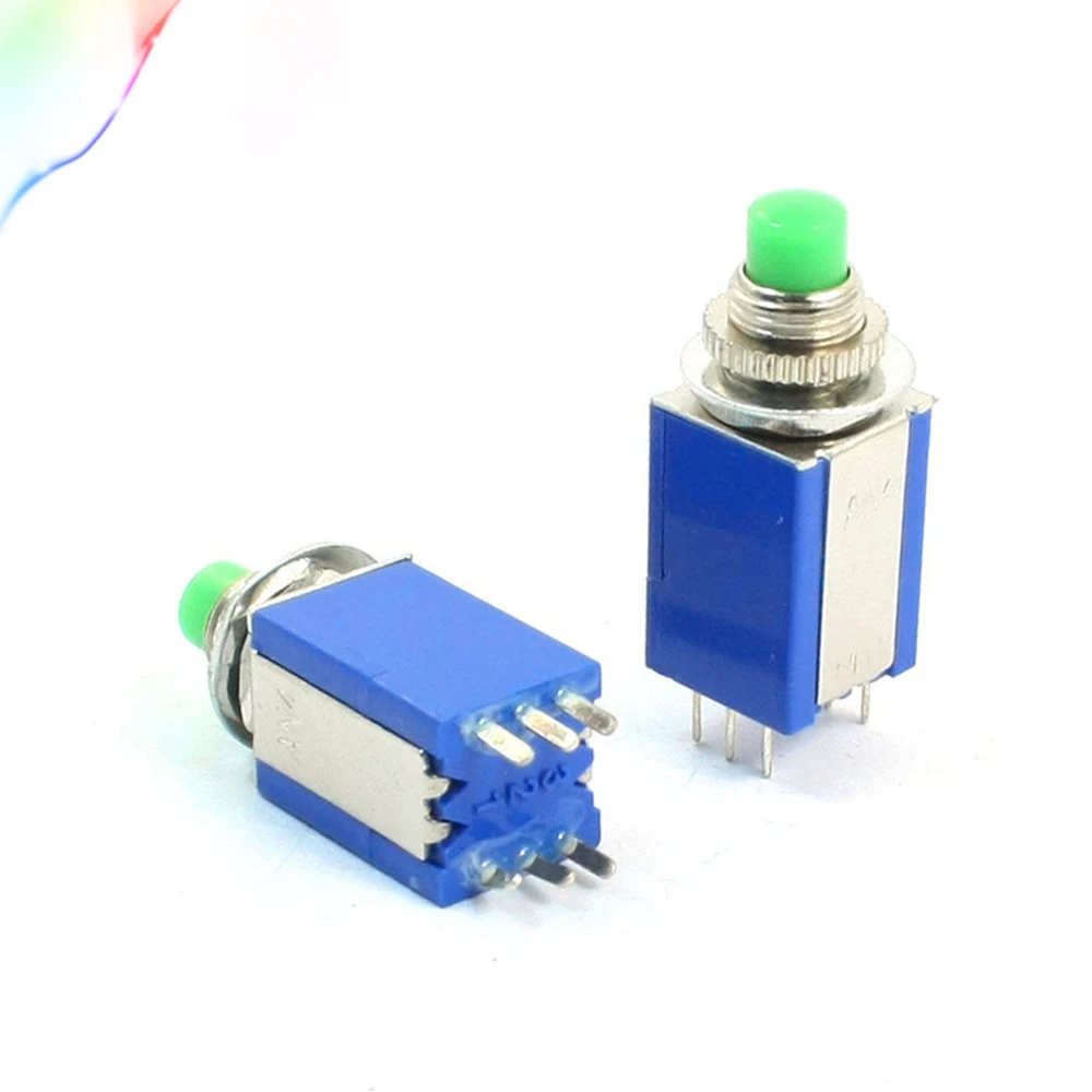2 шт. 8 мм резьба DPDT 2NO 2NC 6Pin мгновенный зеленый нажимной переключатель|Выключатели|