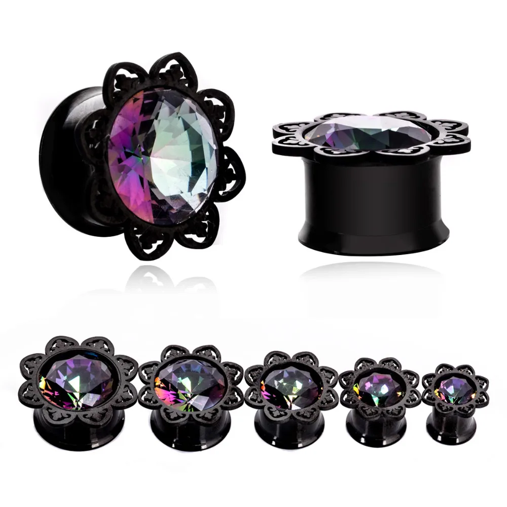 1 пара хрустальные циркониевые затычки для ушных туннелей болты из нержавеющей