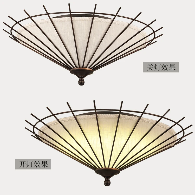 Ручной работы Железный зонтик ткань Zen светодиодные потолочные светильники для