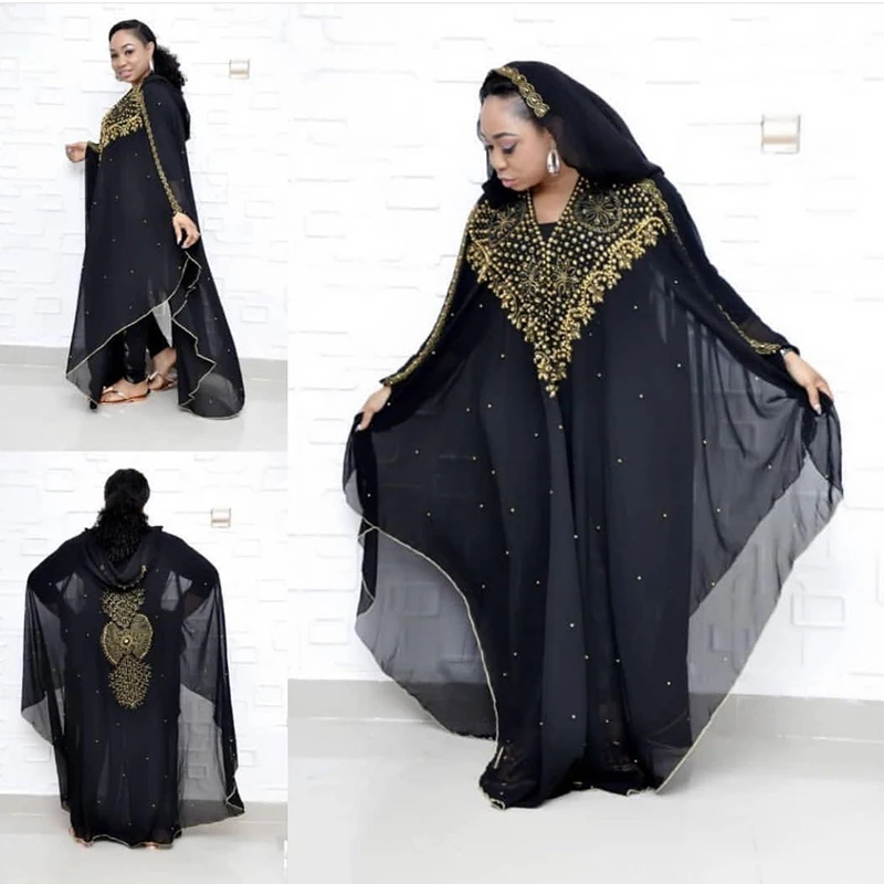 Женское платье с капюшоном Siskakia размера плюс Jalabiya Dashiki украшенное стразами в