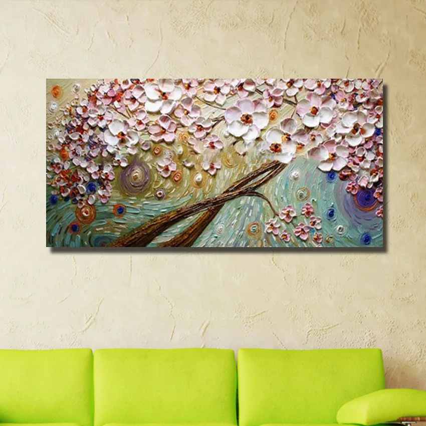 

Beautiful Pink peach 100% Handmade oil Painting Pictures on the Wall art Decoration Abstract on Canvas for room no frame