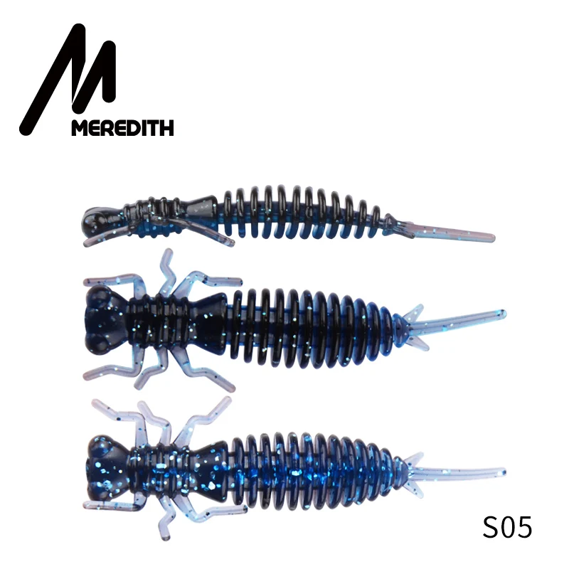 S05 От магазина MEREDITH 8 шт./лот личинка реалистичный живых насекомых 1,7g 62 мм с наружной резьбой Мягкие Приманки форель червь приманки, мягкие приманки для рыболовных снастей - Цвет: S05