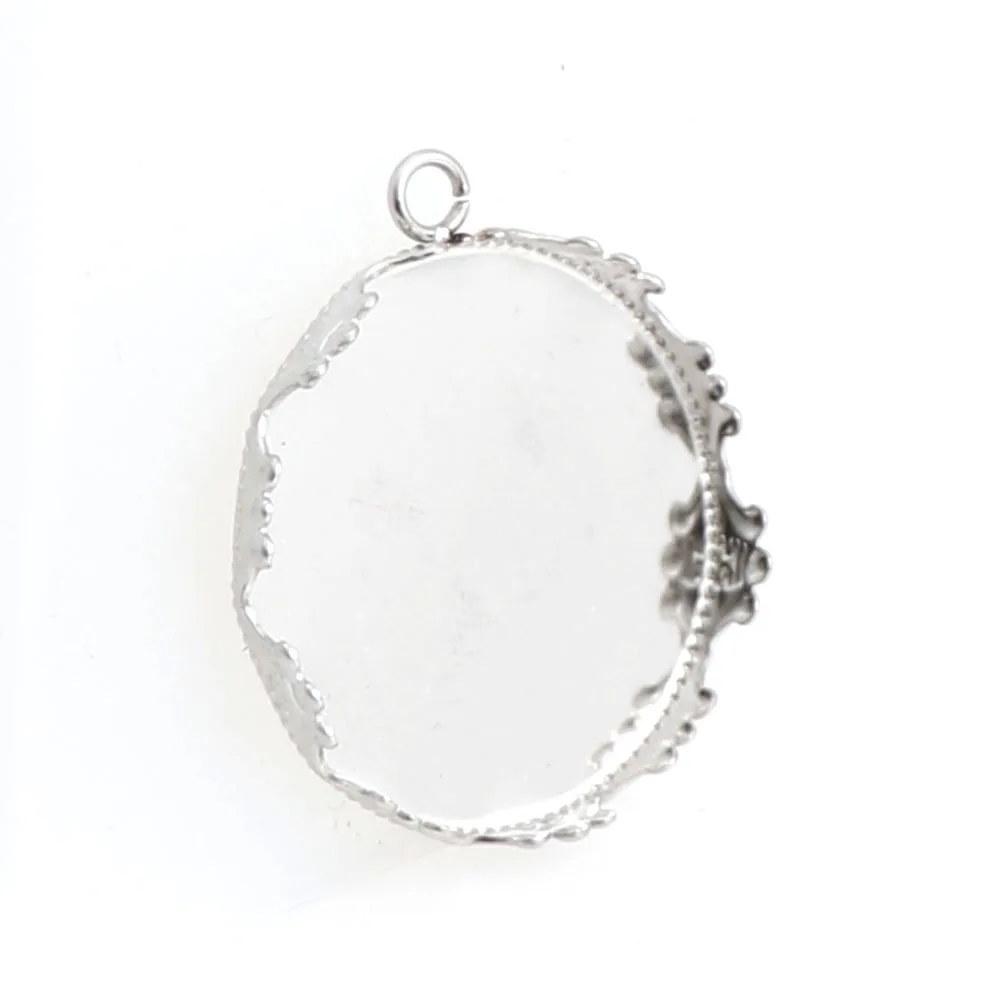 

10Pieces Stainless Steel Round Blank Cabochons Cameo Setting Charms Cabochon Base Pendant With RingTray Jewelry Making 20/25mm