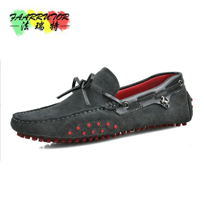 Брендовые Летние повседневные мужские замшевые лоферы высокого качества без