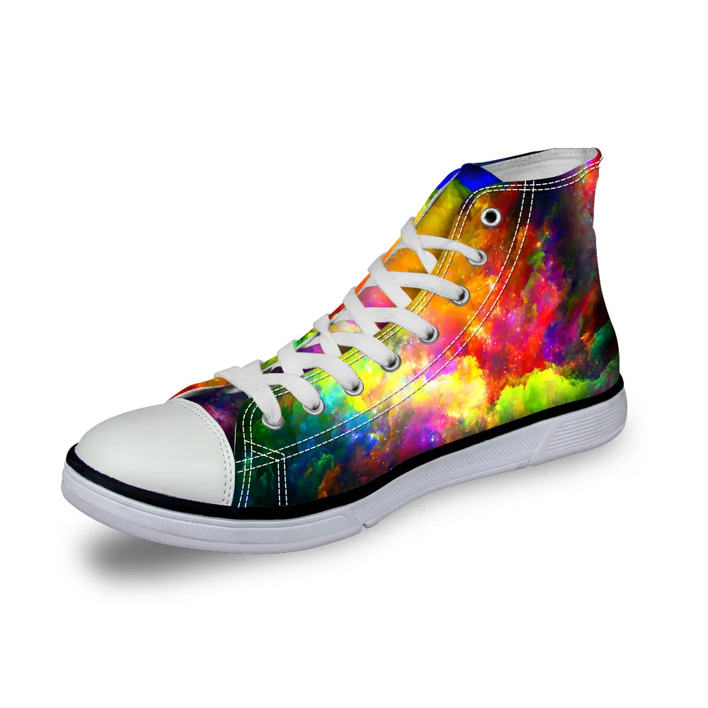Noisydesigns High top canvas men sneakers vintage vulcanized flat shoes Ayakkab interstellar galaxy 3D starry sky print boys | Обувь