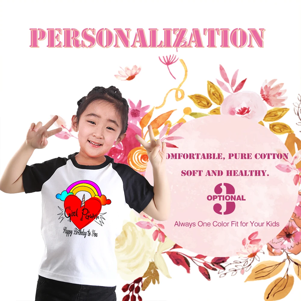 Рубашка цвета радуги с принтом в виде сердца единорога для девочек брендовая