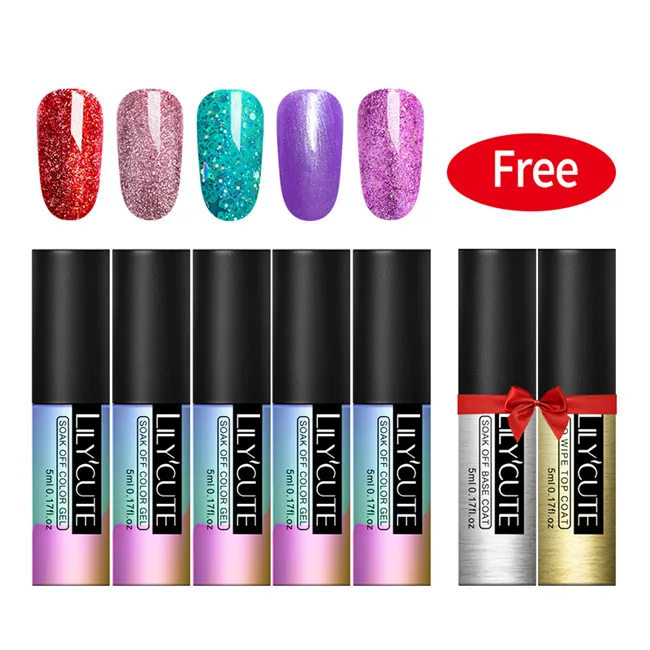 7pcs set7 LILYCUTE 6 шт./лот Блеск УФ-гель для ногтей набор супер блестящие кошачьи глаза Хамелеон светодиодный лак для ногтей наборы лаков Полупостоянный гель - Цвет: 7pcs set7