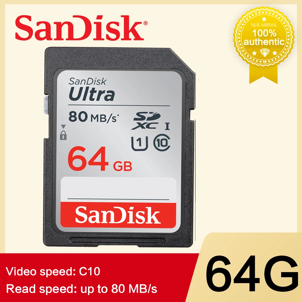 Оригинальная sd-карта SanDisk, 128 ГБ, 64 ГБ, 32 ГБ, 16 ГБ, класс 10, ультра Экстремальная высокоскоростная SDHC/SDXC, 80 Мб/с, sd-карта для камеры Canon