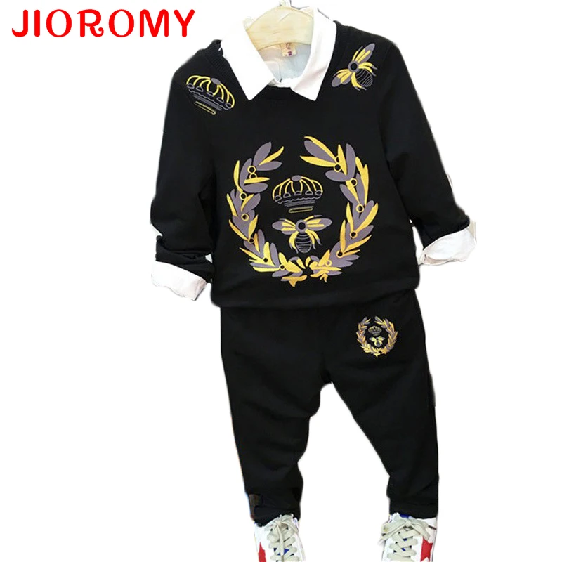 Весенний комплект одежды для мальчиков топ + штаны футболка с длинным рукавом и