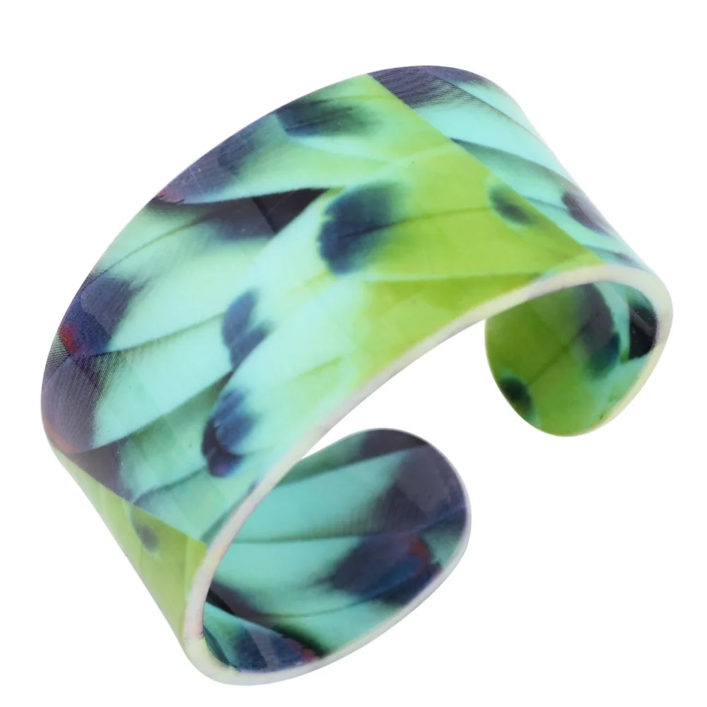 Bonsny акриловый милый красочный узор птица браслет перо новости 2017 ювелирные