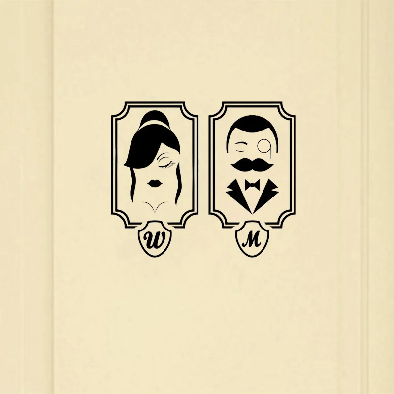 Виниловые декоративные наклейки для дверей туалета в стиле ретро мужчин и женщин
