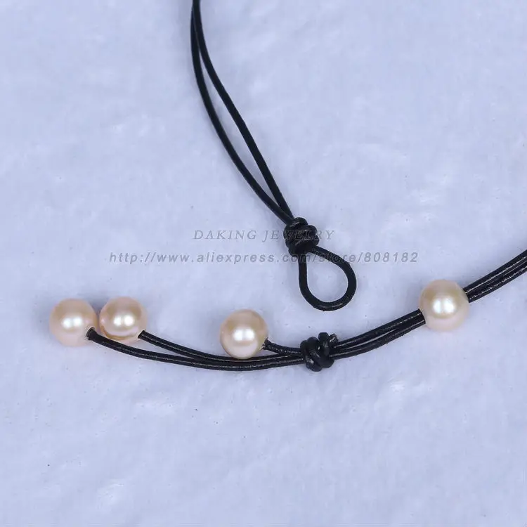 Ожерелье Daking из натурального жемчуга кожаная веревка ожерелья ожерелье-чокер
