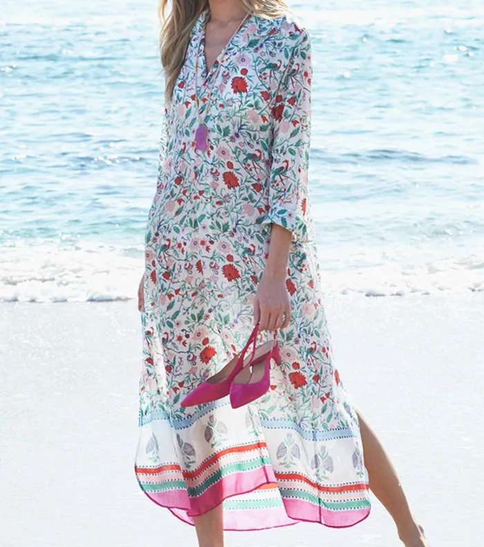 2018 новый принт наряд кафтан на пляж парео саронги сексуальное шифоновое бикини