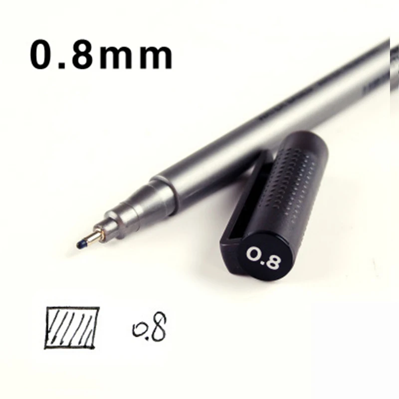 0.8mm 1 шт., фирменные ручки с крючками, перманентные ручки, маркеры для рисования, для рисования, краски, ручки для рисования, для студентов, школьные товары для рукоделия, 9 размеров - Цвет: 0.8mm