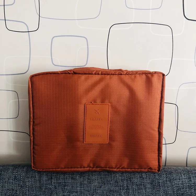 Orange cosmetic bag Многофункциональная дорожная косметичка, профессиональный органайзер для макияжа, женская косметика, туалетные принадлежности хранение, портфель для хранения косметики - Цвет: Orange cosmetic bag