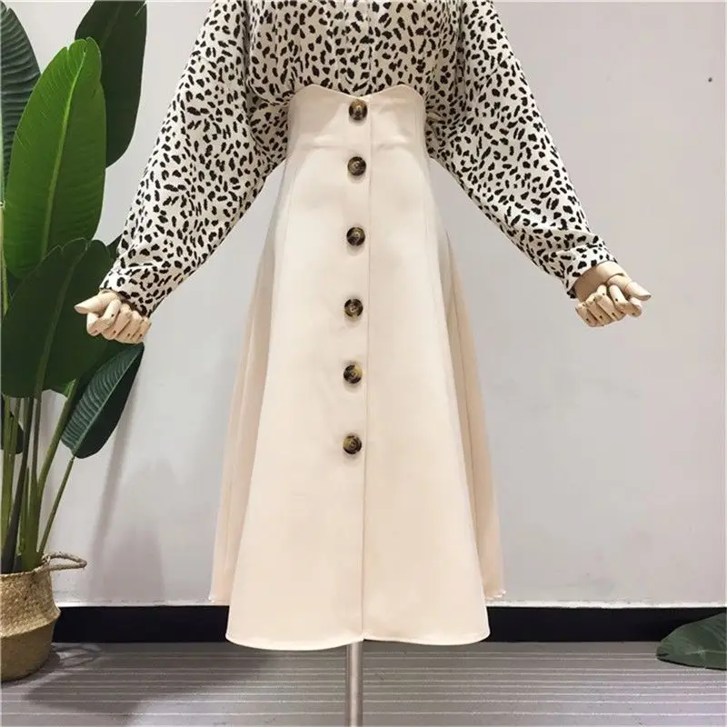 Женская винтажная Юбка миди однотонная облегающая трапециевидная юбка с высокой