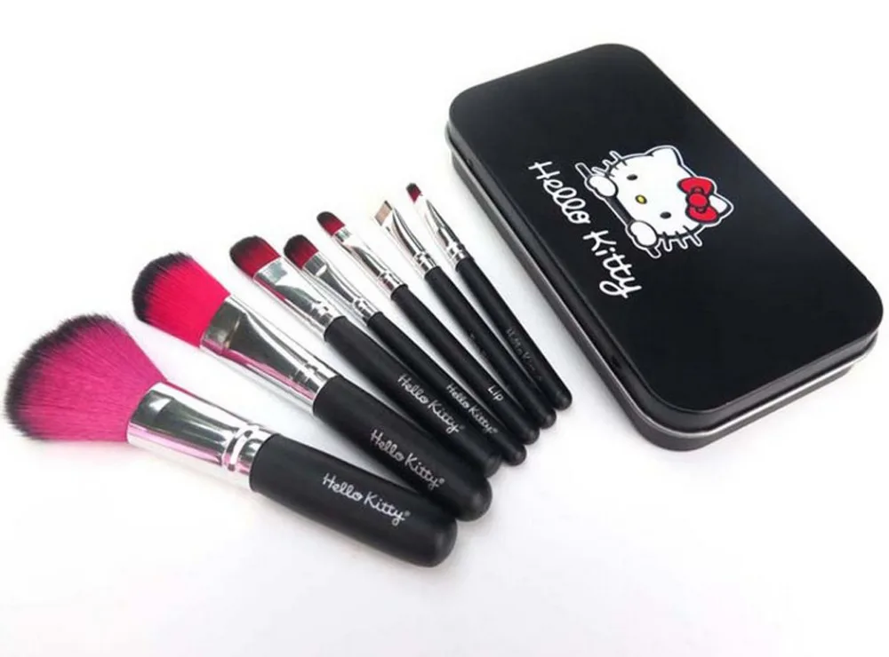 7 шт./компл. рисунок «Hello Kitty» KT прекрасный мультфильм розовый макияж кисти упаковочной коробки yey-7bB