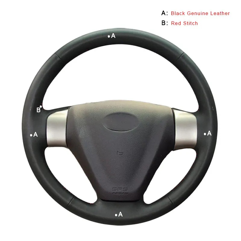 Genuine Leather Автомобильная оплетка на руль для Kia Rio Rio5 2006-2009 hyundai Accent 2006-2011 Getz 2005-2011 авто-Стайлинг - Название цвета: Genuine Leather