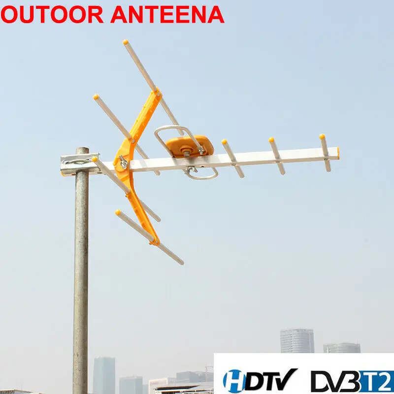 Наружная усиленная Антенна Yagi, 100 км, HD tv, 15 дБ, дальность UHF/VHF/FM