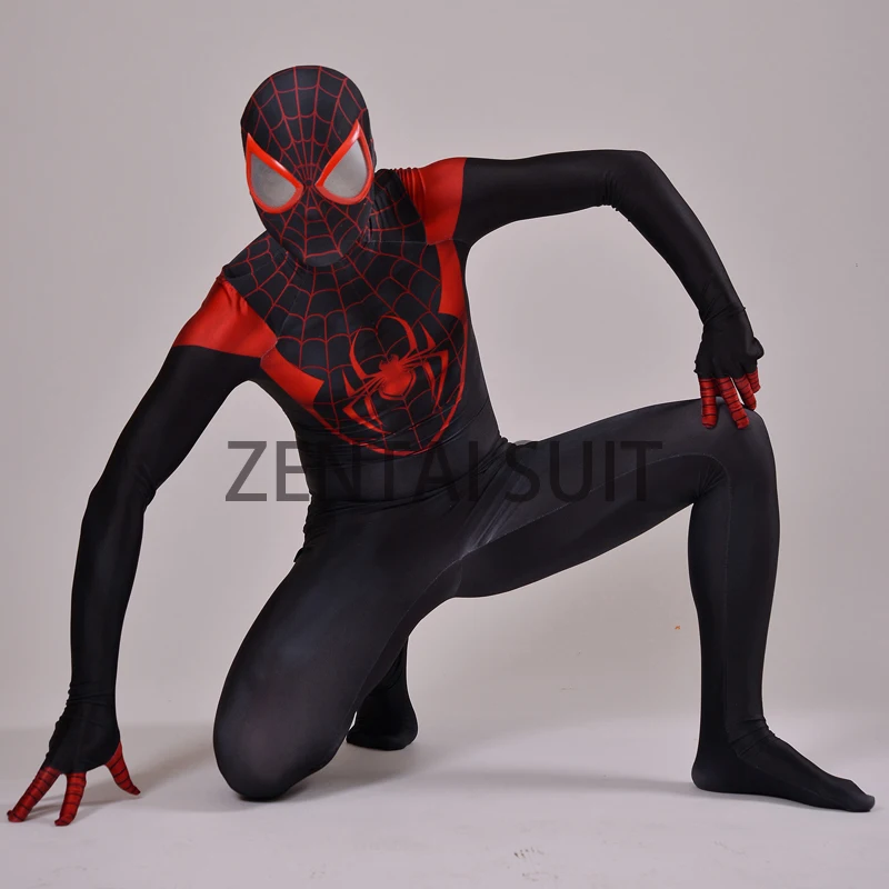 Костюм Человека паука Ultimate Miles Morales костюм из спандекса и лайкры с 3D принтом для
