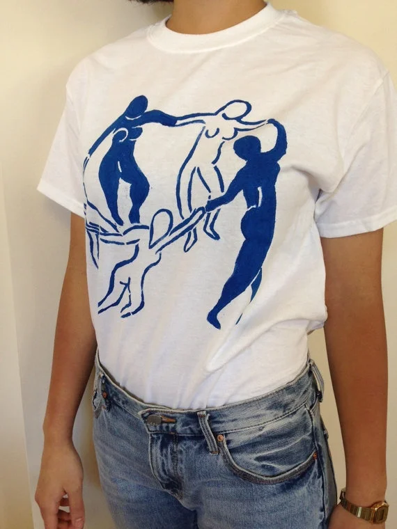 hahayule Matisse The Dance Painting VintageT-Shirt Unisex Tumblr Grunge Aesthetic Graphic Tee Cute Funny Shirt White | Женская одежда