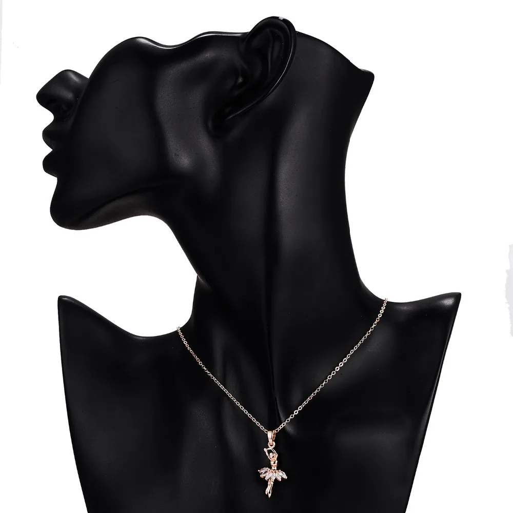 

Women New Enamel Jewelry Maxi Alloy Enamel Gold Dance BALLET Girl Fairy Angel Necklace Chain Pendant Fashion