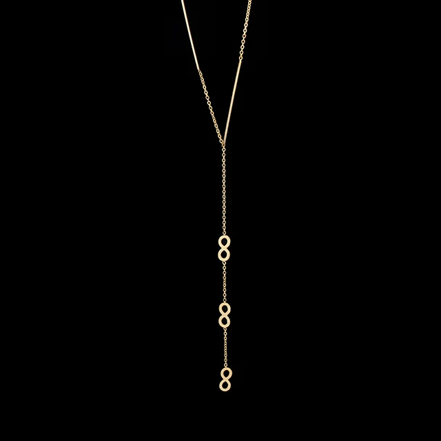 Number 8 Gold WMW ожерелье из нержавеющей стали, длинная цепочка, подвеска, ожерелья для женщин, воротник бесконечность, крест, сердце, розовое ювелирное изделие, серебро, золото, ожерелье - Окраска металла: Number 8 Gold