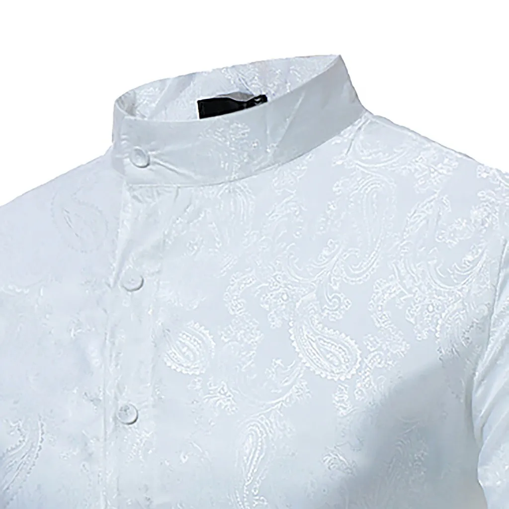 Новое поступление мужские рубашки мужские весенние Irraguler Slim Fit с длинным рукавом печатные мышцы футболки Топ Блузка camisa masculina#3