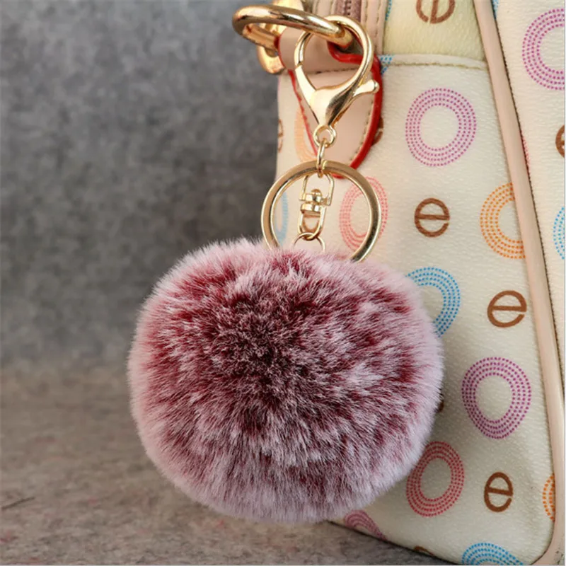Лидер продаж 8 см брелок с помпоном из искусственного кроличьего меха брелки