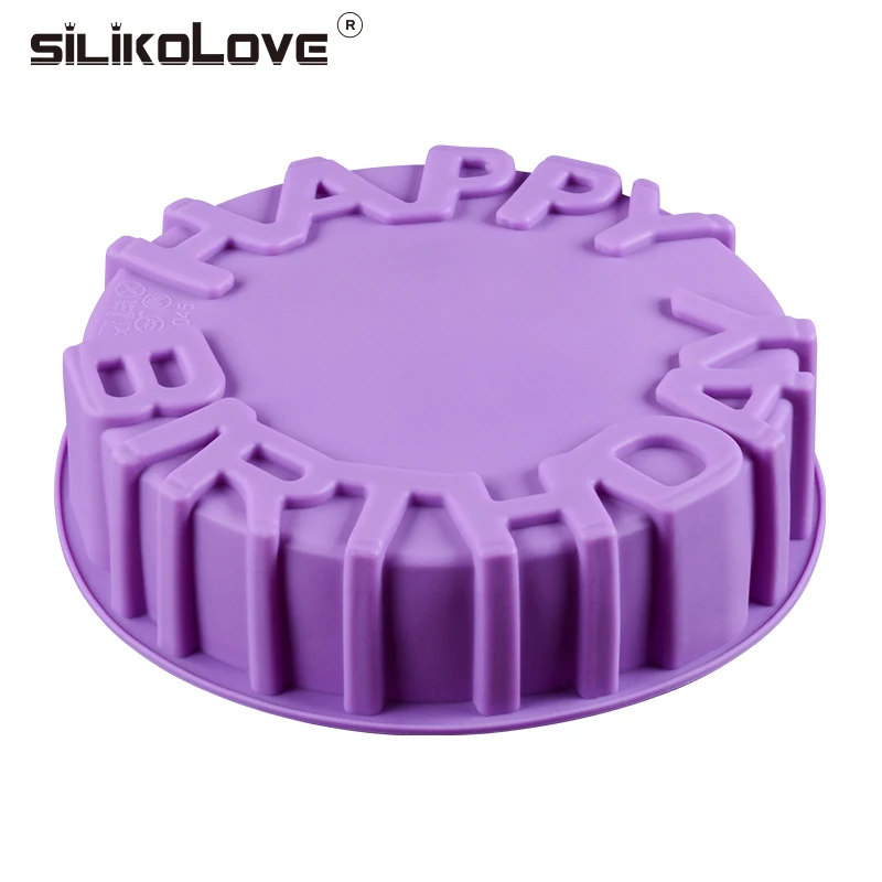 SILIKOLOVE силикон с днем рождения круглая форма для льда пресс-форм, Кухня формочки для выпекания кексов форма для выпечки хлеба пирог Торт тортов украшения