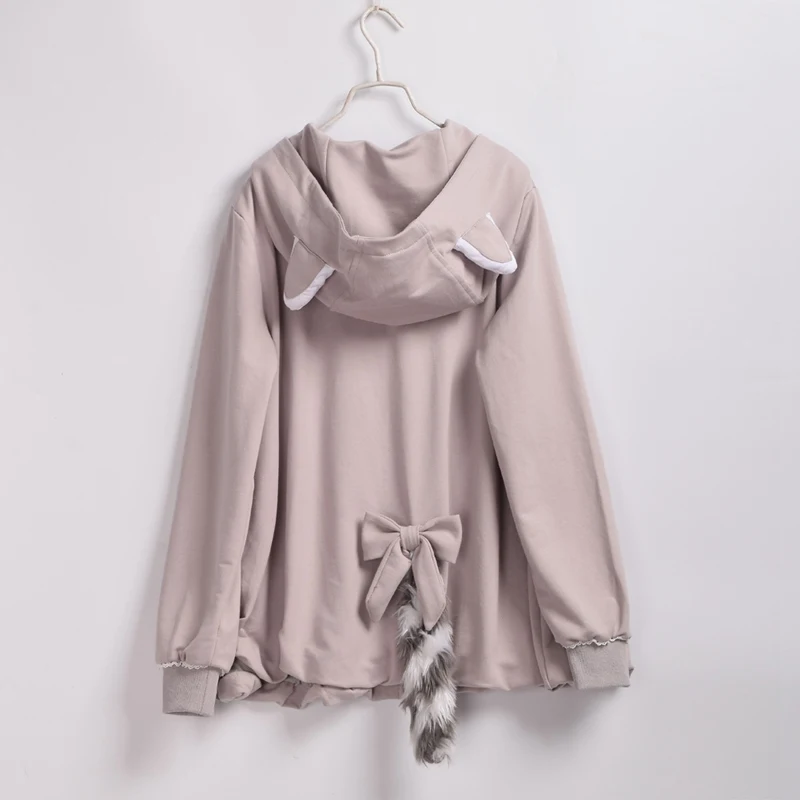 Женщины Cute Raccoon толстовка с Съемные хвост Прекрасные животными ушками толстовки