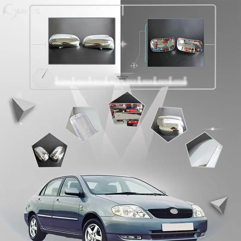 Хромированная зеркальная Крышка для Toyota Corolla 2001-2004 ABS с боковыми огнями зеркальные крышки для Toyota Corolla 2002 2003 Ycsunz