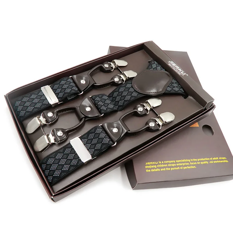 Мужские подтяжки для рубашки с 6 зажимами повседневные мужские Регулируемые