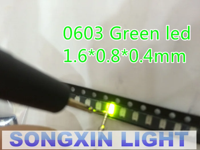 1000 шт./лот SMD 0603 led супер яркий зеленый прозрачный светодиод smd LED зеленые диоды 1 6*0