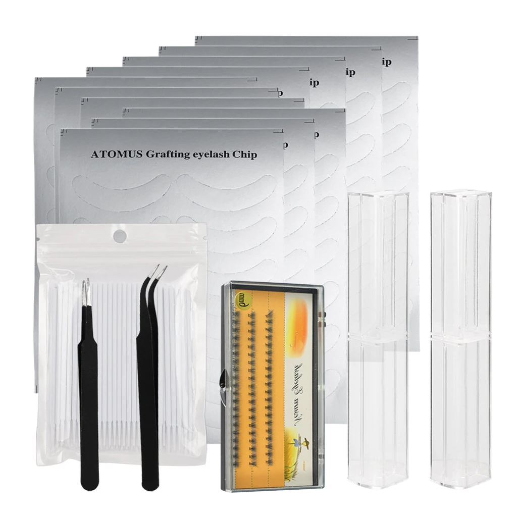 

Complete Eyelash Extensions Kits Individual Lashes Grafting Tweezers Under Eye Pads Disposable Micro Brushes Applicators Set
