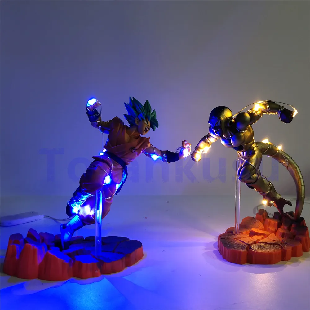 2 шт./компл. Dragon Ball Z Son Goku God VS Golden Frieza экшн фигурка светодиодная ПВХ аниме Жемчуг