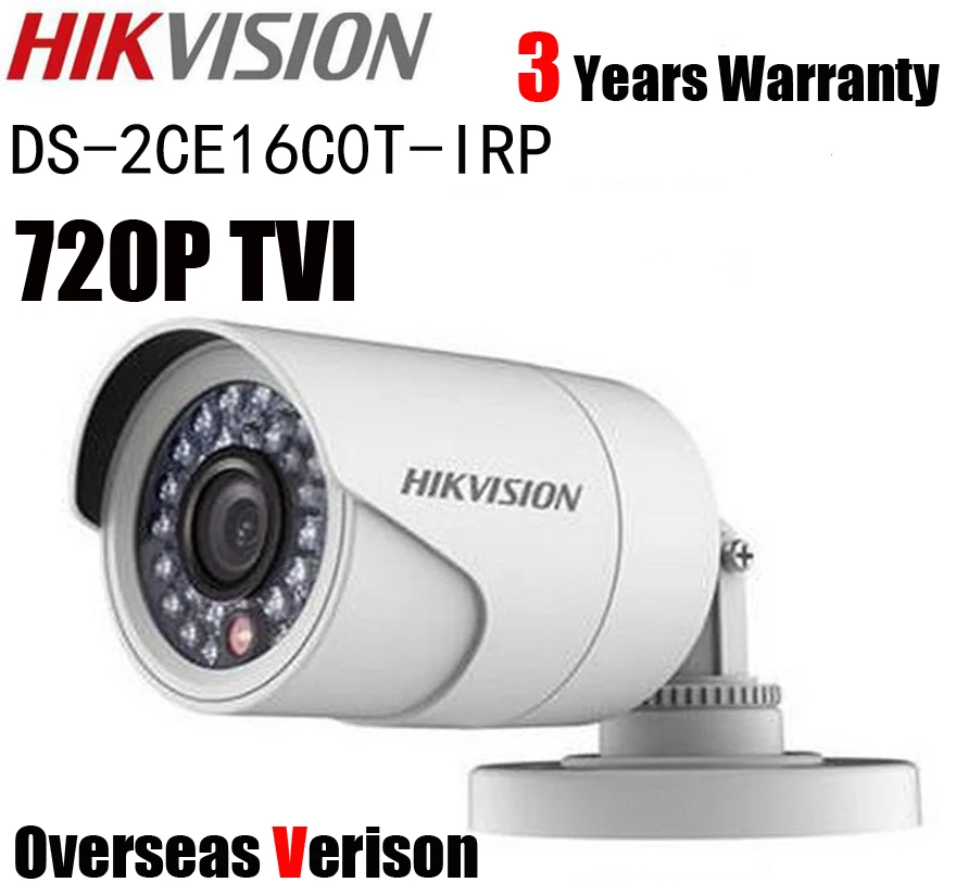 Hikvision DS 2CE16C0T IRP HD 720P ИК цилиндрическая камера с телевизионным интерфейсом 1MP 20 м IP66
