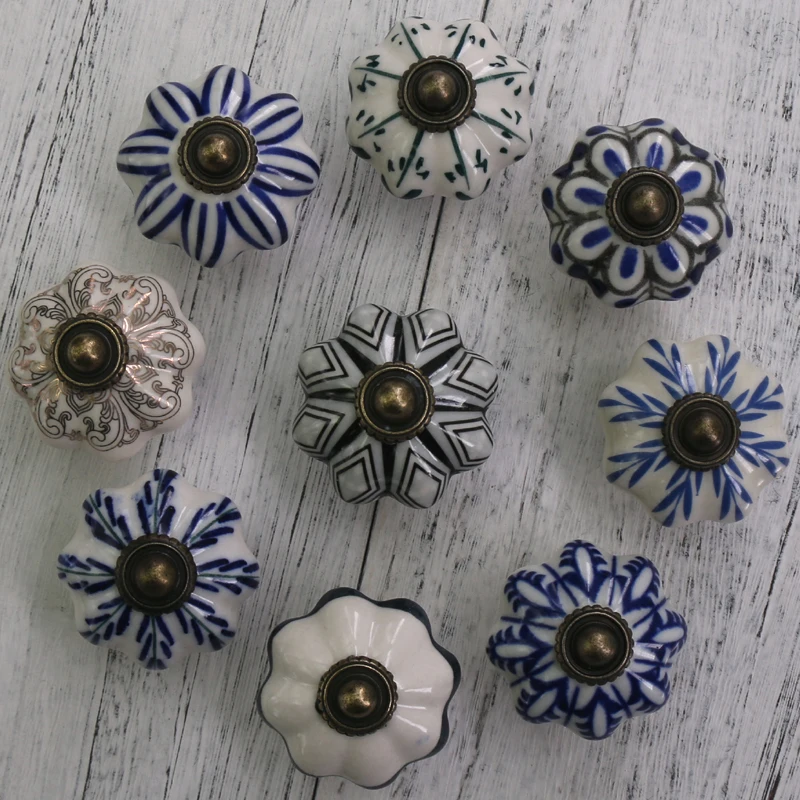 1x Горячая Распродажа керамические ручки ручная роспись дверные в виде тыквы