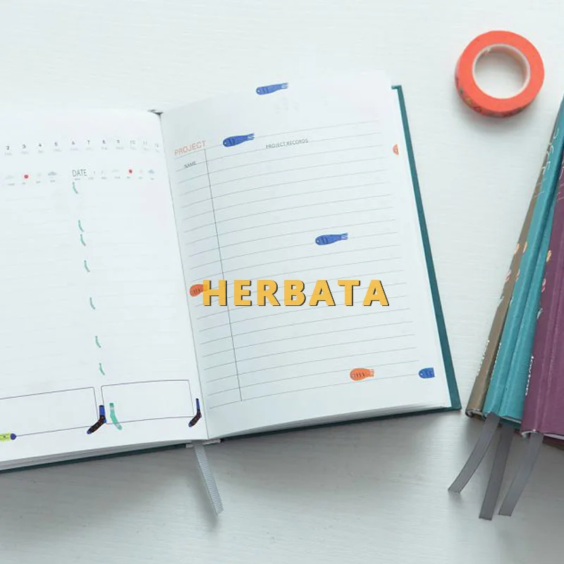 HERBATA 365 дней личный дневник планировщик блокнот ежедневник в твердой обложке офис еженедельный график милые корейские канцелярские libretas