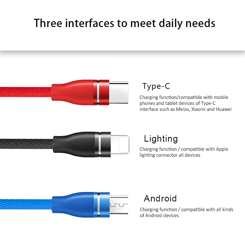 NOHON Универсальный 3 в 1 кабель зарядного устройства для iPhone X 7 8 6 Plus Micro usb type C samsung