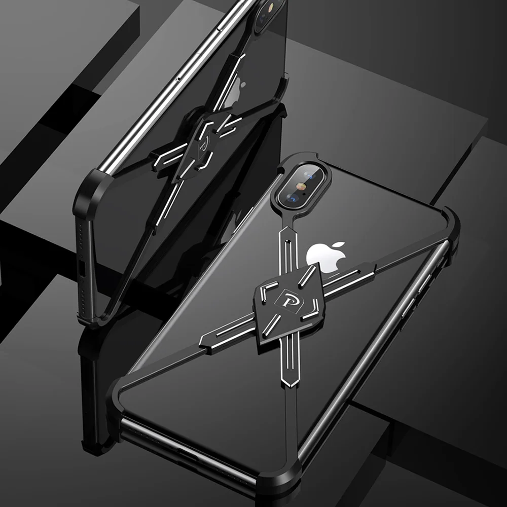 OATSBASF X металлический чехол для iPhone X XS MAX алюминиевый чехол на 360 градусов противоударный бампер мобильный чехол для телефона - Цвет: Black