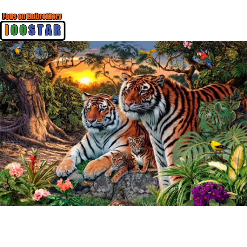 

Diy free Shoping Diamond Painting Tiger The King of Forest Household Decoration Canvas Handicraft Fabric Inlaid Fierce