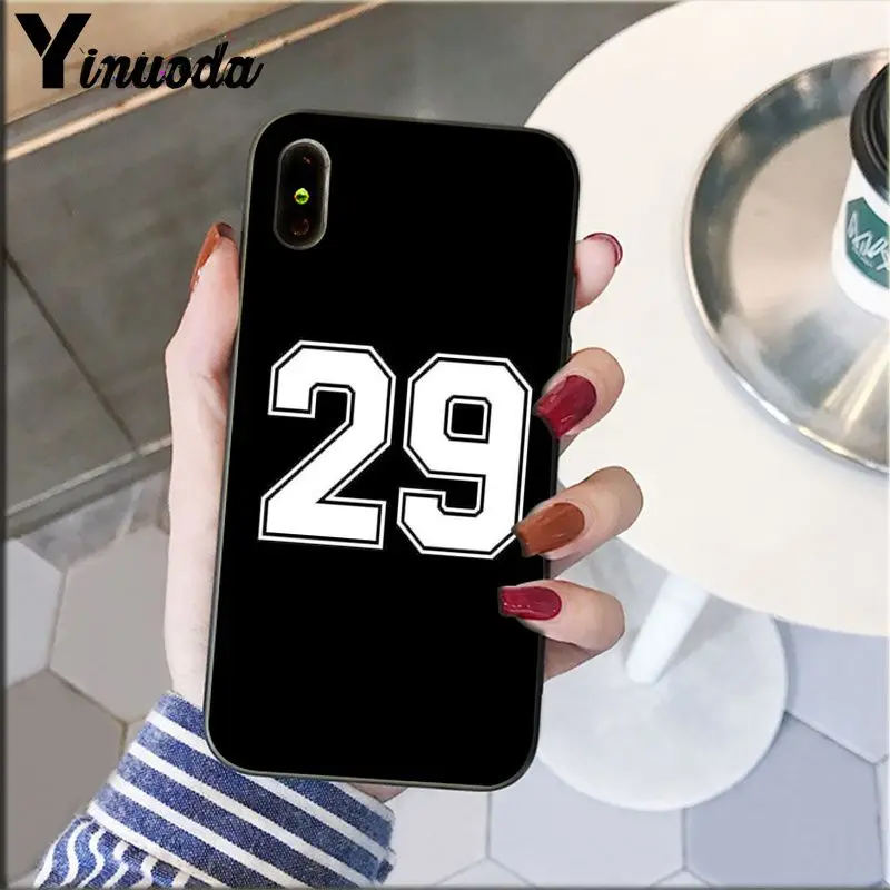 Yinuoda черная буква и номер Coque Оболочка Чехол для телефона для Apple iPhone 8 7 6 6S Plus X XS MAX 5 5S SE XR крышка