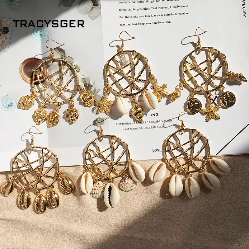 AH 84503/TRACYSGER/2019 новые богемные серьги в виде раковины морской