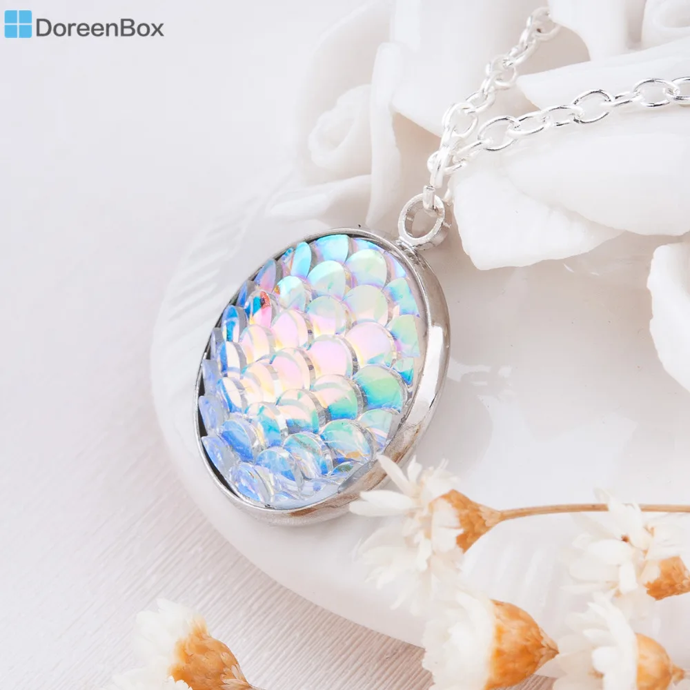 Doreen Box Русалка из смолы дракон весы кабошон кулон ожерелье круглая звеньевая