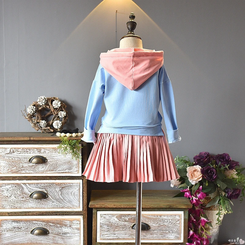 NEAT 2018 Autumn girl long sleeve hooded clothes Casual style flower print letters Girl dress Children's X18136 | Детская одежда и